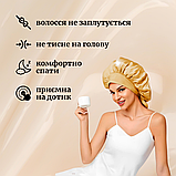 Шапка для сну жіноча на голову атласна із синтетичного штучного шовку Hechpro темно-бежева (04), фото 3