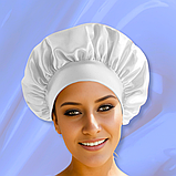 Шапка для сну жіноча на голову атласна із синтетичного штучного шовку Hechpro біла (04), фото 9