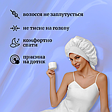 Шапка для сну жіноча на голову атласна із синтетичного штучного шовку Hechpro біла (04), фото 3