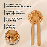 Шапка для сну жіноча на голову атласна із синтетичного штучного шовку Hechpro темно-бежева (04), фото 2