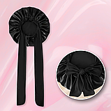 Шапка для сну жіноча на голову атласна із синтетичного штучного шовку Hechpro чорна (04), фото 7