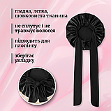 Шапка для сну жіноча на голову атласна із синтетичного штучного шовку Hechpro чорна (04), фото 2