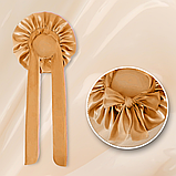 Шапка для сну жіноча на голову атласна із синтетичного штучного шовку Hechpro темно-бежева (04), фото 7