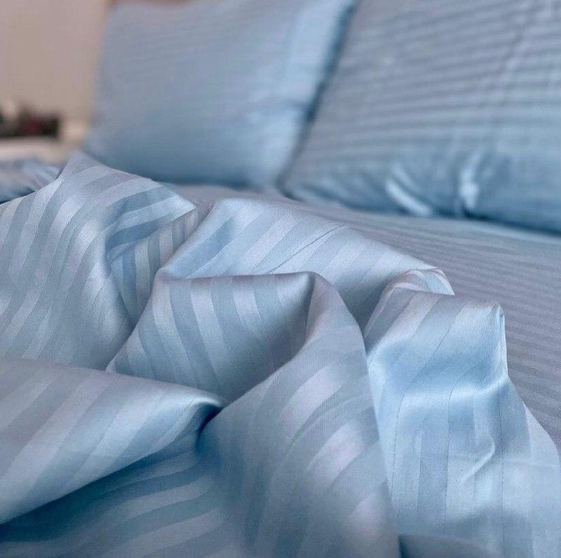 Постільна білизна готельного типу напівторний розмір Страйп Сатин, фото 1