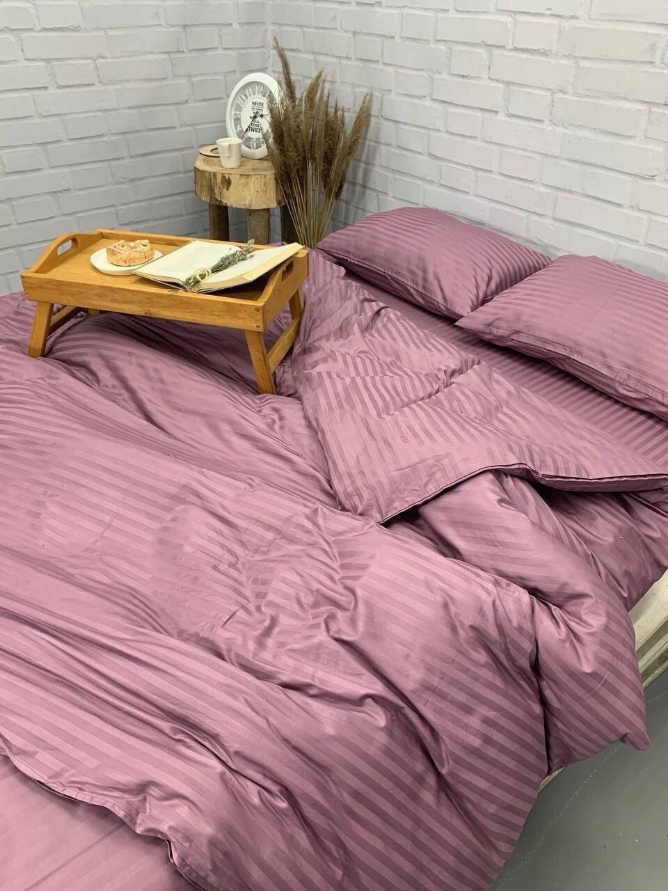 Постільна білизна готельного типу напівторний розмір Страйп Сатин, фото 1