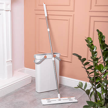 Швабра з відром для миття підлоги з віджимом, плоска насадка з мікрофібри, набір для прибирання дому HP-35015-18