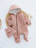 Комбінезон ромпер для немовляти на блискавці теплий + подвійна шапочка рубчик 56,62, фото 5