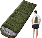 Спальний мішок синтепон 210×75×4 см з капюшоном і чохлом до -10° Щільний спальник 1,5 кг туристичний зимовий, фото 3