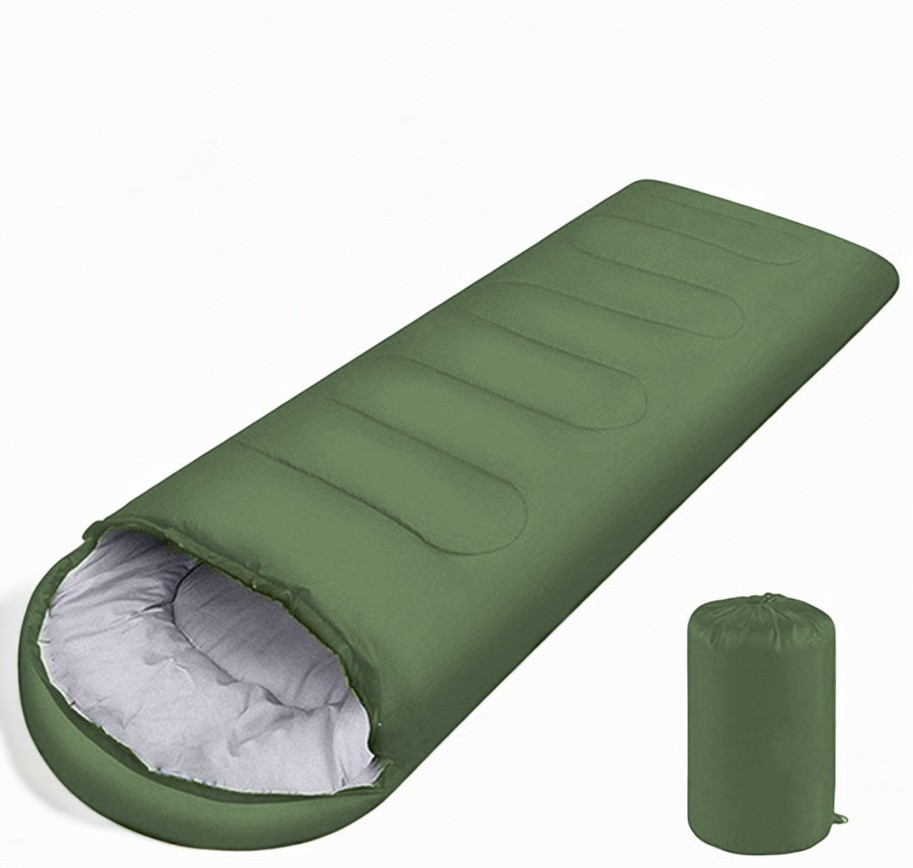 Спальний мішок синтепон 210×75×4 см з капюшоном і чохлом до -10° Щільний спальник 1,5 кг туристичний зимовий, фото 1