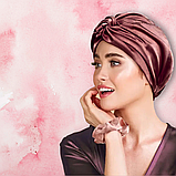 Шапка для сну жіноча на голову атласна із синтетичного штучного шовку Hechpro бордова (05), фото 9