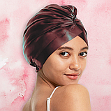 Шапка для сну жіноча на голову атласна із синтетичного штучного шовку Hechpro бордова (05), фото 10