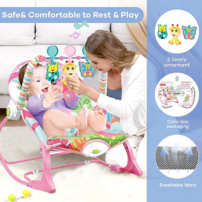 Заколисуючий центр для новонароджених крісло-гойдалка для малюка дитячий шезлонг баунсер вібрація підвіски звук