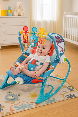 Шезлонг для малюків заколисуючий центр для новонароджених дитяче крісло-гойдалка баунсер вібрація підвіски звук