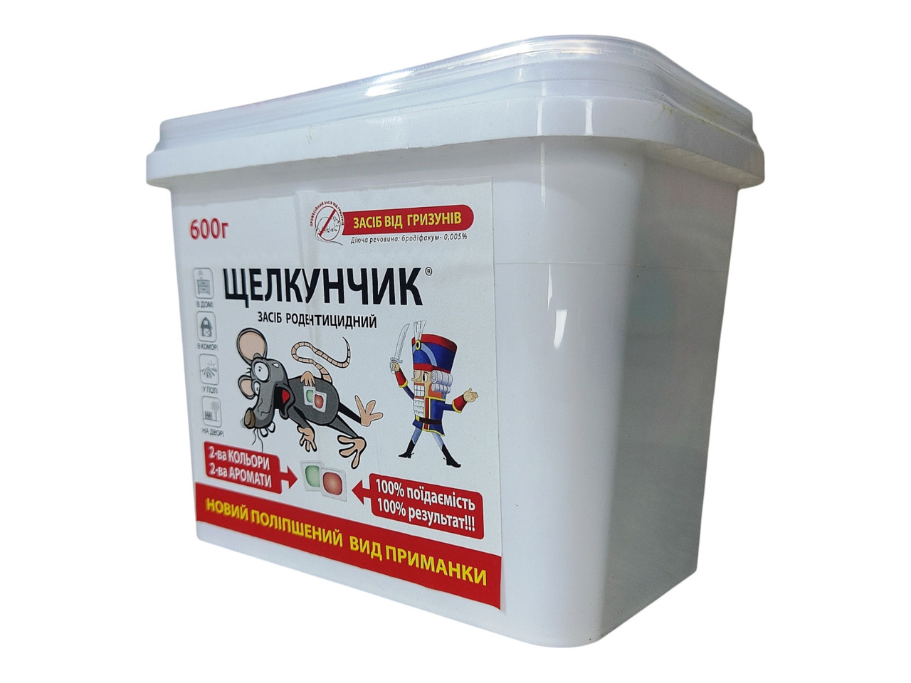 Тісто від мишей / щурів Лускунчик, аромат арахіс+сир, у відрі, 600г, фото 1