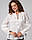 Жіноча блузка вишиванка із зав'язками на рукавах молочна, фото 2