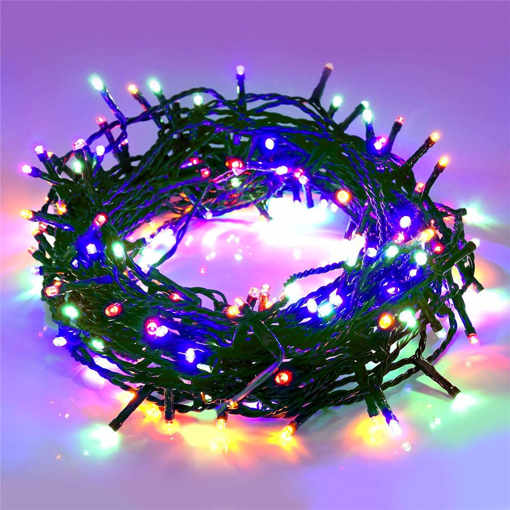 Гірлянда 40 м "Ніть" на зеленому дроті 600 LED Різнобарвний/Світолодна новорічна гірлянда, фото 1