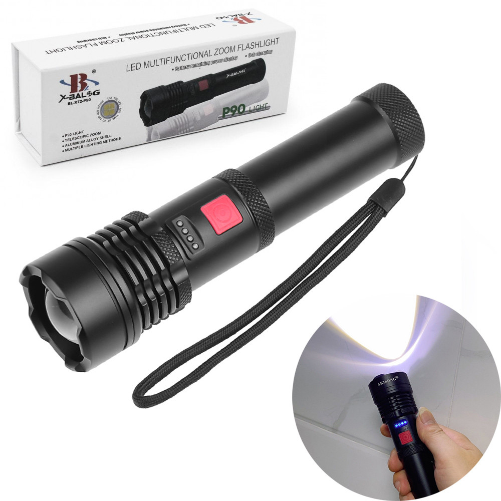 Ліхтарик ручний акумуляторний, від USB, Bailong BL X72 P50 / Світлодіодний LED ліхтар / Ліхтарик на акумуляторі, фото 1