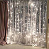 Гірлянда штора від мережі (2,5 х1, 5 м) 240 LED прозорий шнур Біла / Світлодіодна гірлянда з перехідником, фото 9