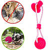Іграшка для собак м'яч на мотузці з присоскою EL-1126, Рожева / Багатофункціональна іграшка для улюбленців, фото 5