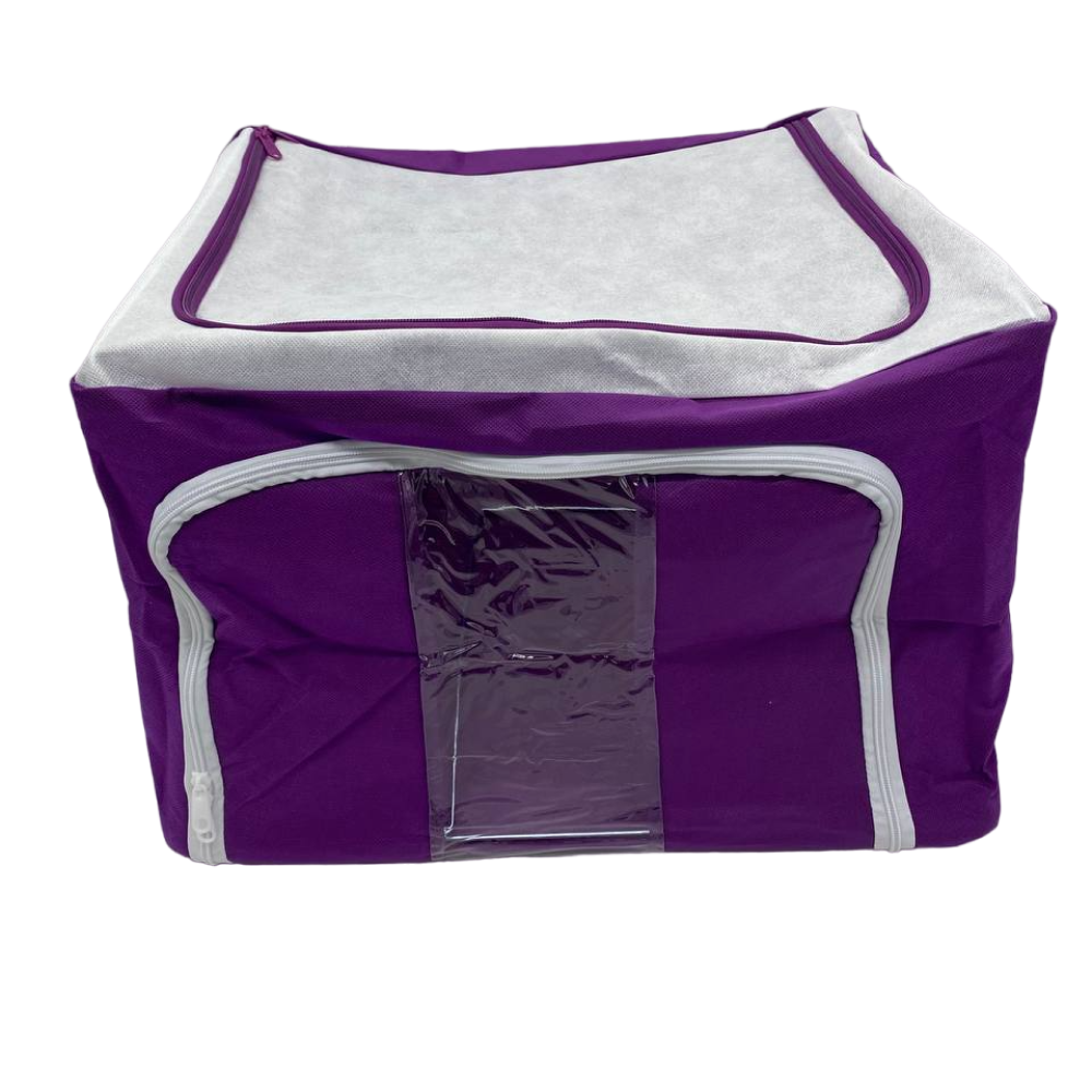 Органайзер для одягу із застібкою (39х29х20 см), Фіолетовий/Коробка-органайзер із металевим каркасом, фото 1