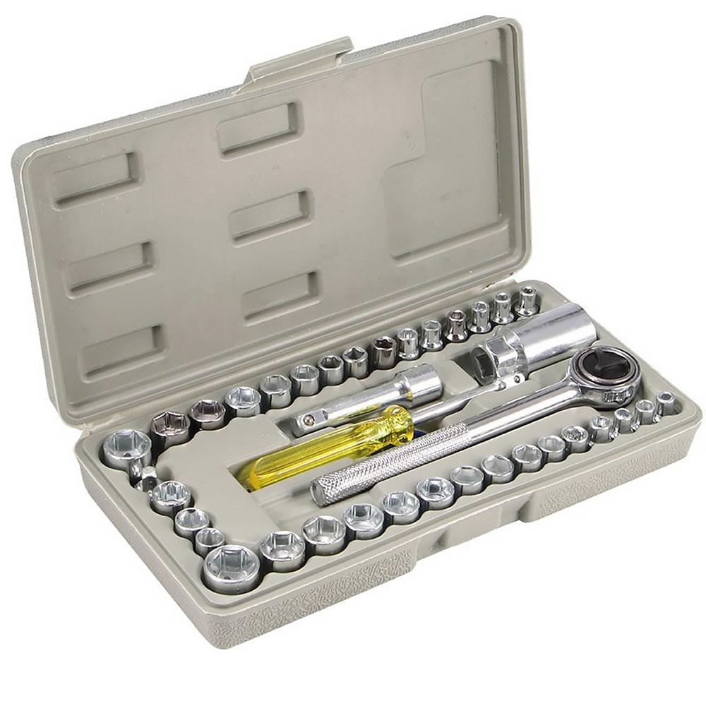 Набір інструментів 40 предметів у кейсі / Торцеві головки для ремонту / Набір ключів для авто, фото 1