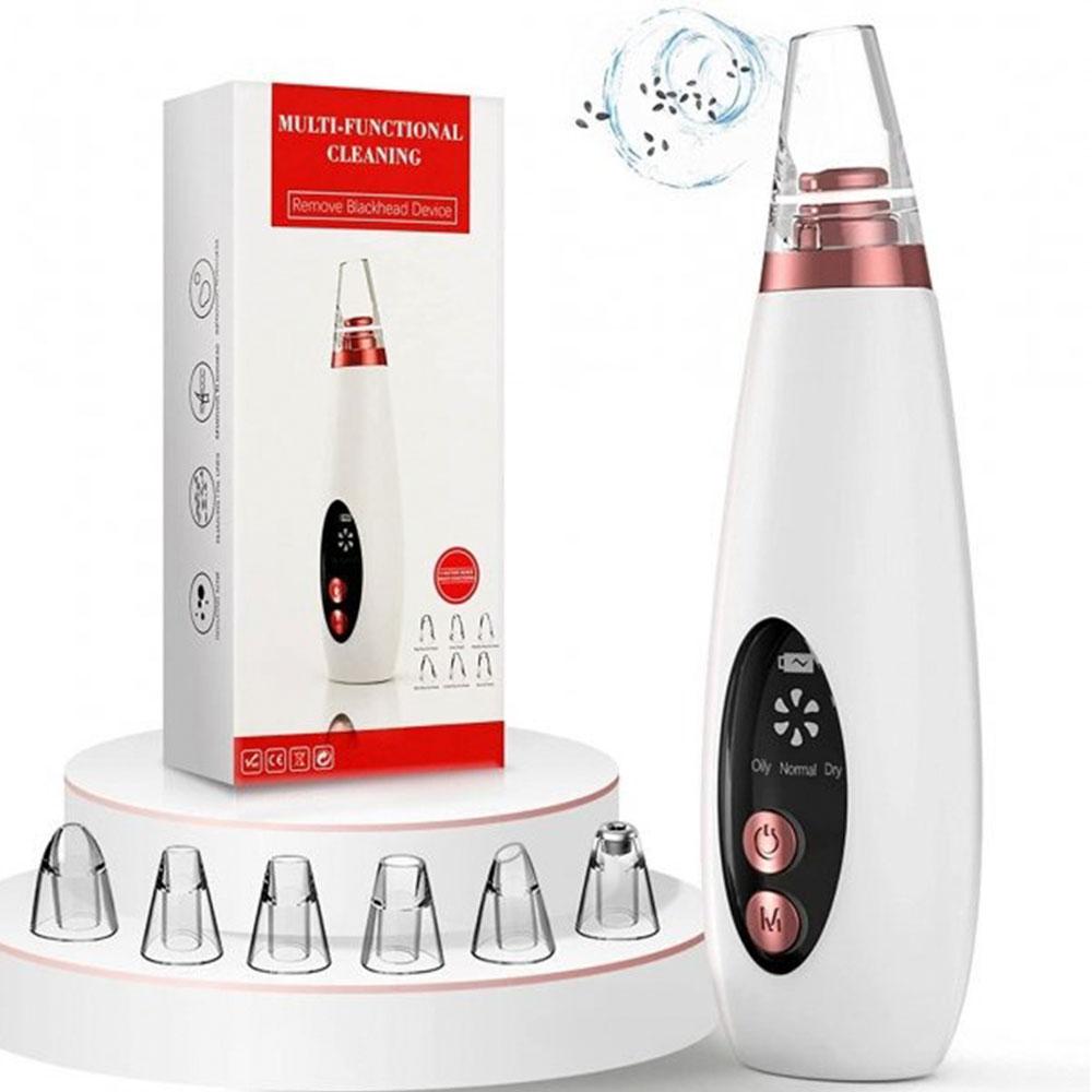 Вакуумний апарат для чищення пор Pore Cleaner MA-59 + 6 насадок / Бездротовий очищувач шкіри обличчя від чорних цяток, фото 1