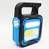 Ручний ліхтар USB із сонячною панеллю та повербанком, 1200мАч, COB+LED, JD-925, Синій / Світлодіодний прожектор, фото 4