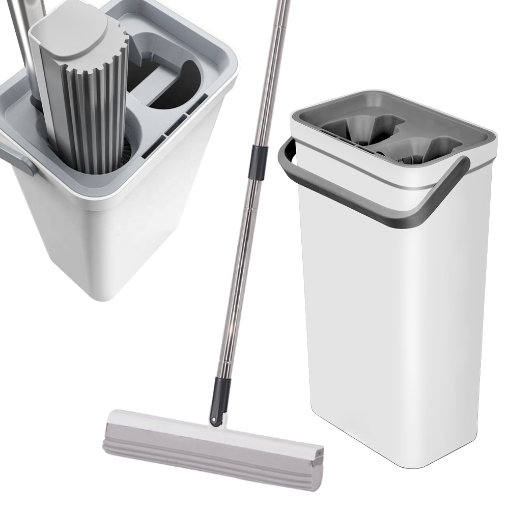 Набір для прибирання швабра з відром 7л, MD-01 / Швабра ледар з віджимом / Швабра з губкою для миття підлоги, фото 1