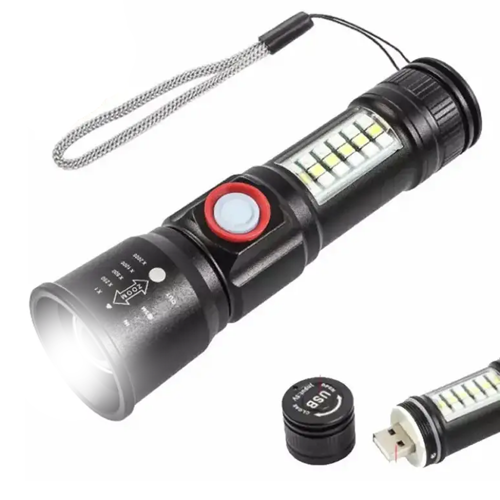 Ліхтар ручний SY-1903C-P50+SMD+RGB, з USB + зум / Потужний акумуляторний ліхтарик / Тактичний ліхтар, фото 1
