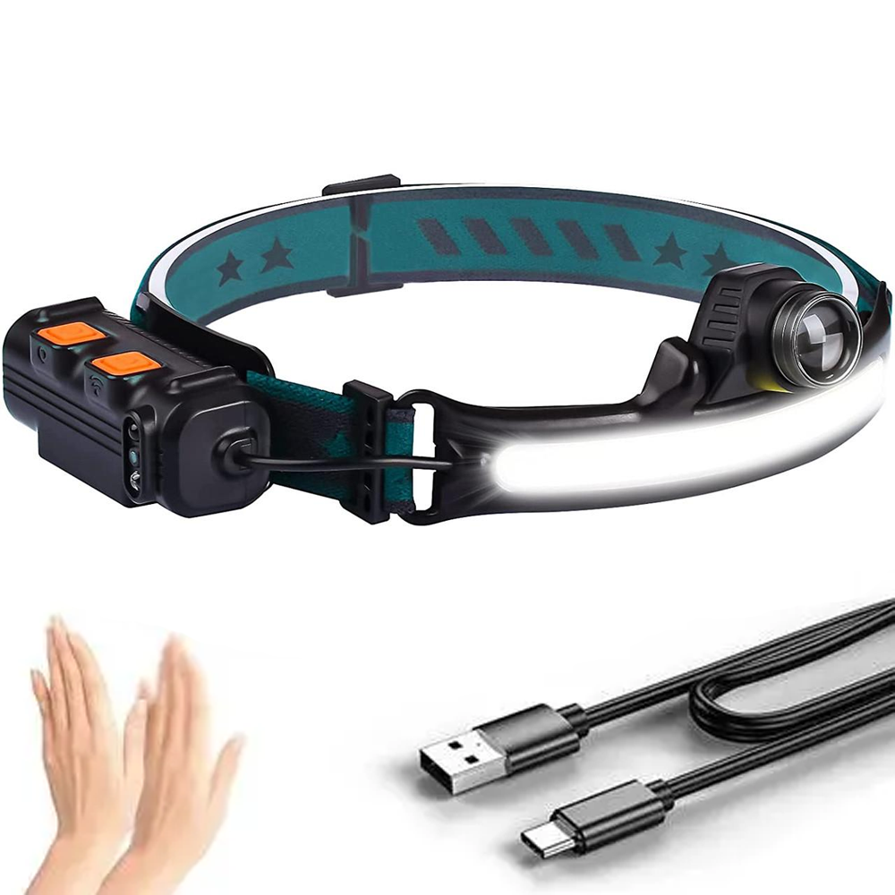 Ліхтарик налобний BL-W678-2-P50+COB, зі зумом та USB / Акумуляторний ліхтар на голову / Ліхтар на лоб, фото 1