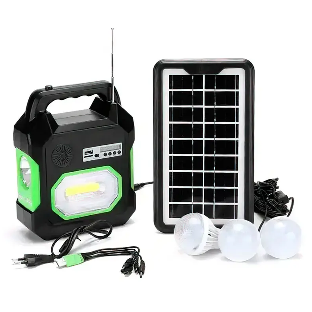 Переносний ліхтар з повербанком GD-15, на сонячній батареї з радіо та MP3, Bluetooth / Сонячна система, фото 1