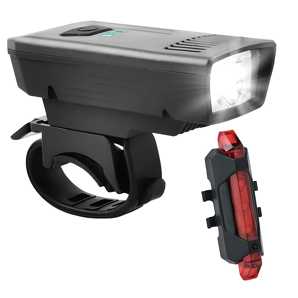 Велосипедний комплект велофара + стоп сигнал 1803-1-XPE + STOP-5LED / Акумуляторний велосипедний ліхтар, фото 1