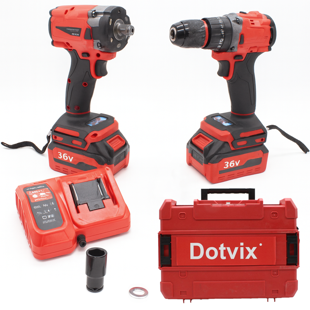 Набір акумуляторних інструментів + 2АКБ 36В, в кейсі / Набір електроінструменту / Гайковерт / Шуруповерт, фото 1