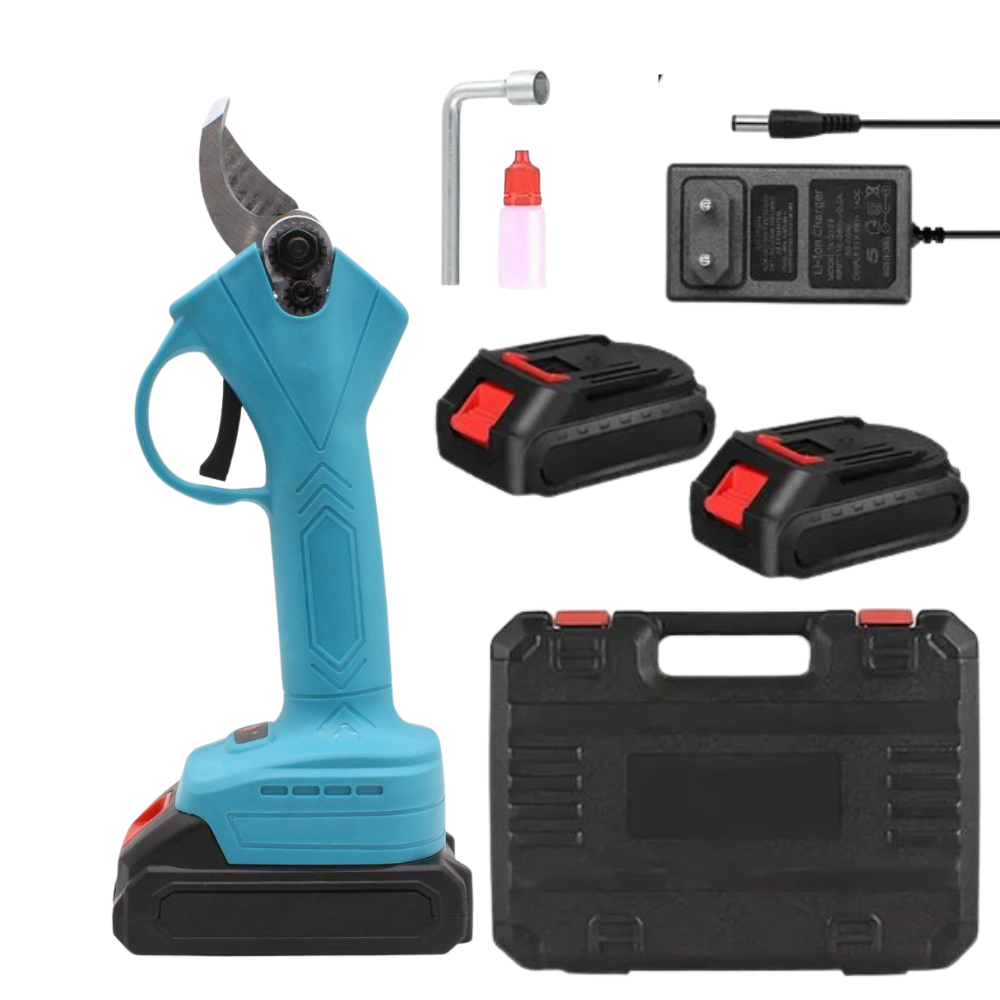 Акумуляторний секатор + 2 АКБ, у кейсі / Секатор садовий / Садові ножниці / Електричний секатор, фото 1