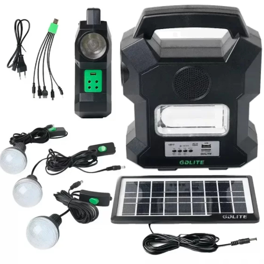 Портативна сонячна станція GD-1000А + 3 лампи / Ліхтар акумуляторний / Ліхтар на сонячній батареї, фото 1