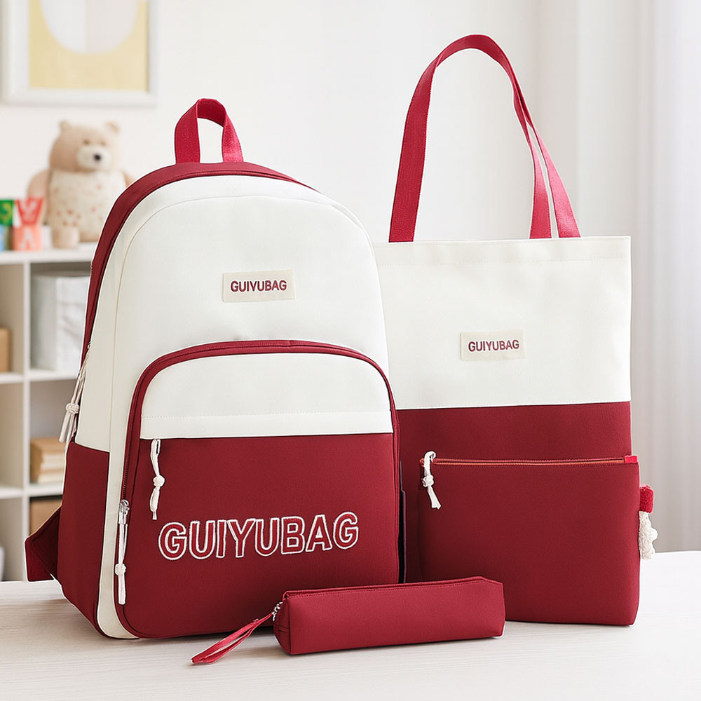 Шкільний набір сумок 4в1, рюкзак 43х30х13см (сумка, клатч, пенал) Червоний/Рюкзак-трансформер/Рюкзак, фото 1