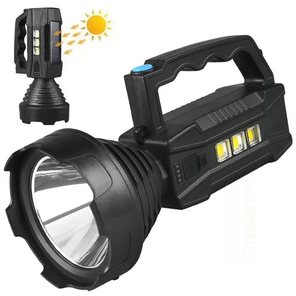 Ліхтар акумуляторний CX-8809 Multifunction Searchligh із сонячною панеллю / Ручний світлодіодний прожектор, фото 1