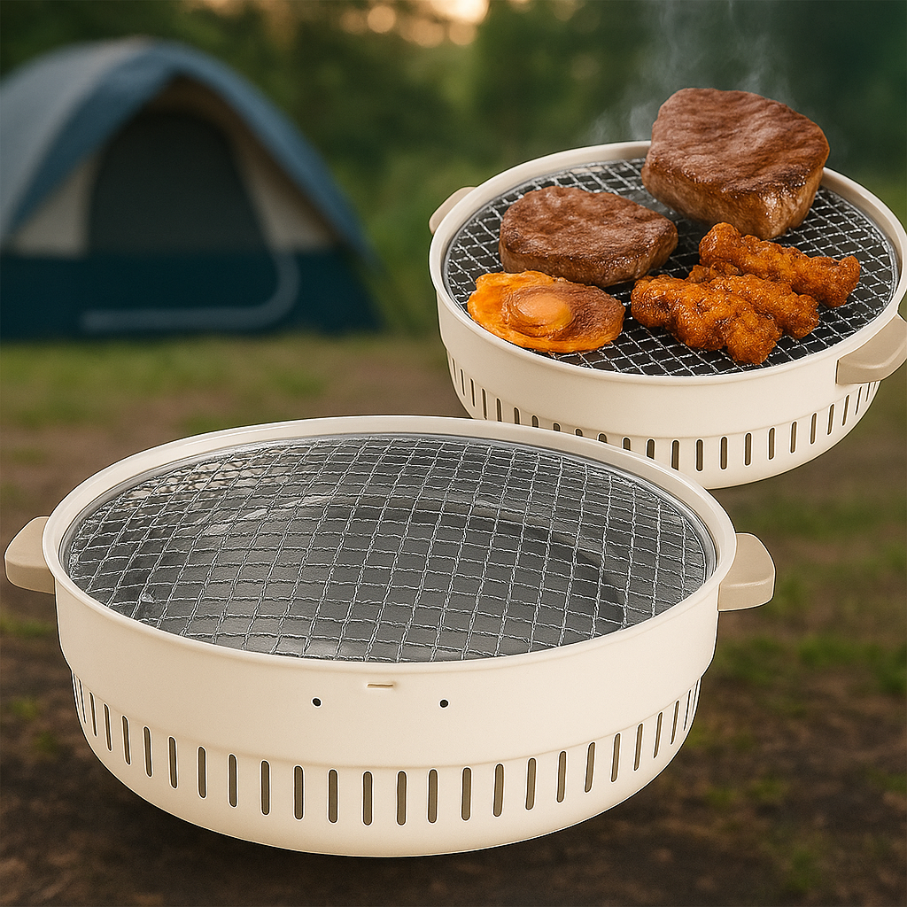 Гриль для барбекю бездимний з решіткою 32×32×11,5 см NO.898 / Портативний гриль піч / Компактний гриль-барбекю, фото 1