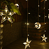 Гірлянда Штора від мережі 2,5х0,6 м, 138 LED, Жовтий, Зірки та Місяць AD-50551 / Світлодіодна новорічна гірлянда, фото 9