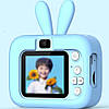 Дитячий цифровий фотоапарат 20МП, від USB, X900 Rabbit, Блакитний / Фотокамера для дітей із селфі-камерою та відео, фото 8