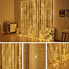 Гірлянда штора від сонячної панелі 3х2, 5м, + пульт, Теплий білий / Вулична гірлянда водоспад, фото 6