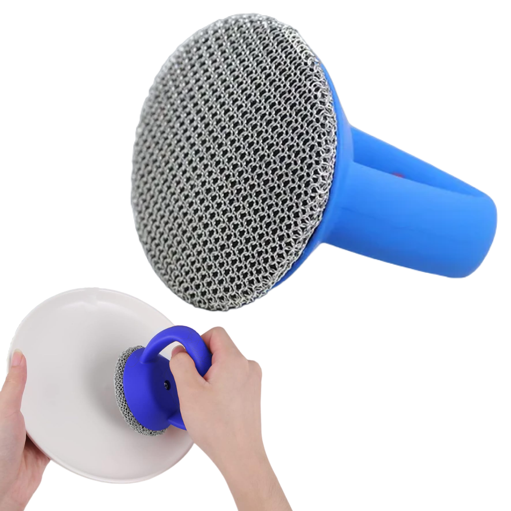 Скребок з ручкою для посуду CLEANING BRUSH AND-3, Синій / Універсальна металева щітка для прибирання, фото 1