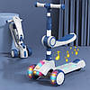 Дитячий самокат триколісний з підсвічуванням коліс / Самокат беговел / Самокат з сидінням / Самокат для дітей, фото 6