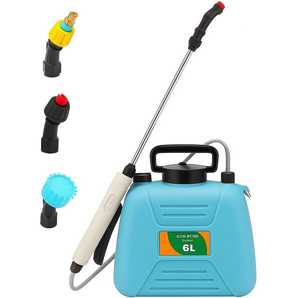 Акумуляторний обприскувач + 3 насадки, 6л, USB / Електрообприскувач для саду / Обприскувач ручний, фото 1