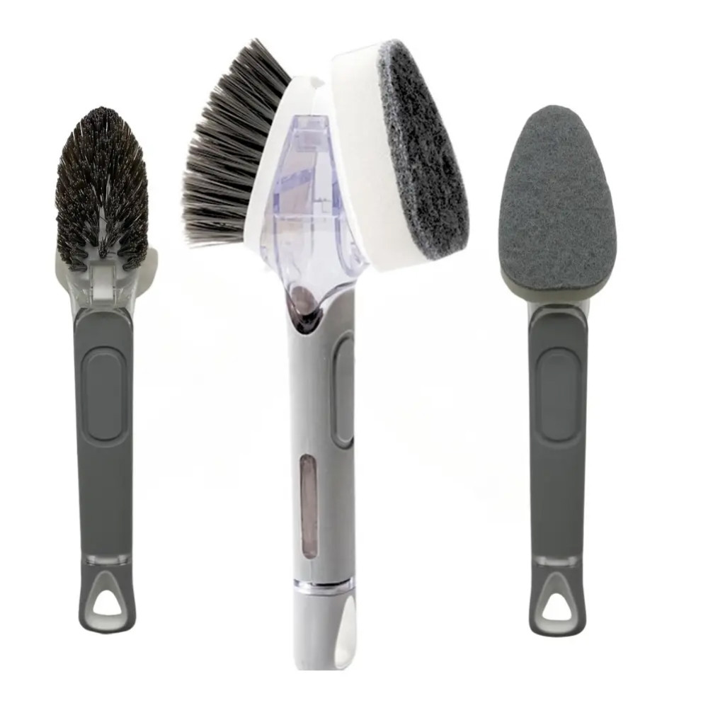 Багатофункціональна щітка для миття посуду з дозатором, MAG-582, Сіра/Щетка з ручкою для чищення та прибирання, фото 1