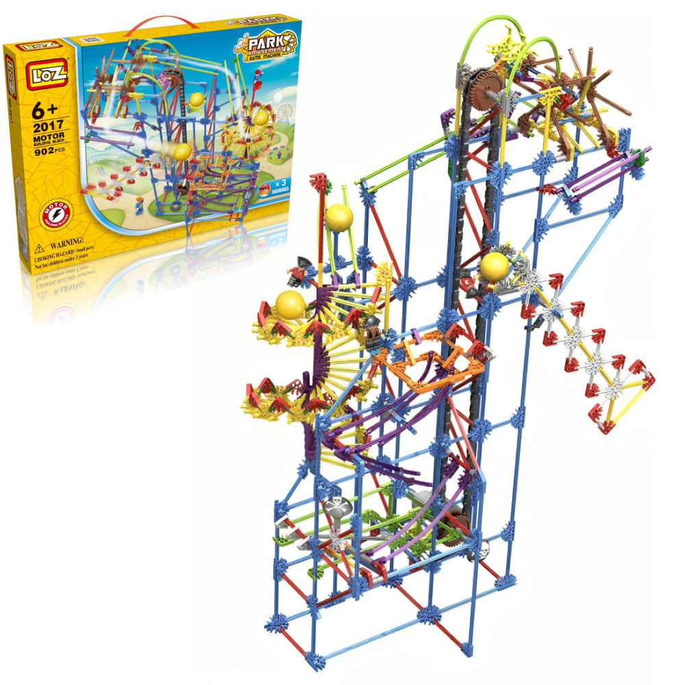 Електромеханічний конструктор LoZ «Парк атракціонів», 902 деталі / Розвиваючий дитячий конструктор, фото 1