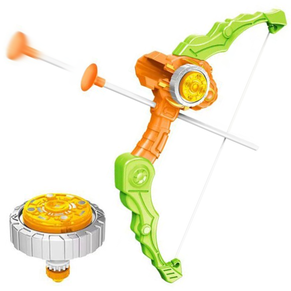 Іграшковий лук запускалка зі стрілою-присоскою та юлою, GYRO SERIES 134-78A / Дитячий бластер для активних ігор, фото 1