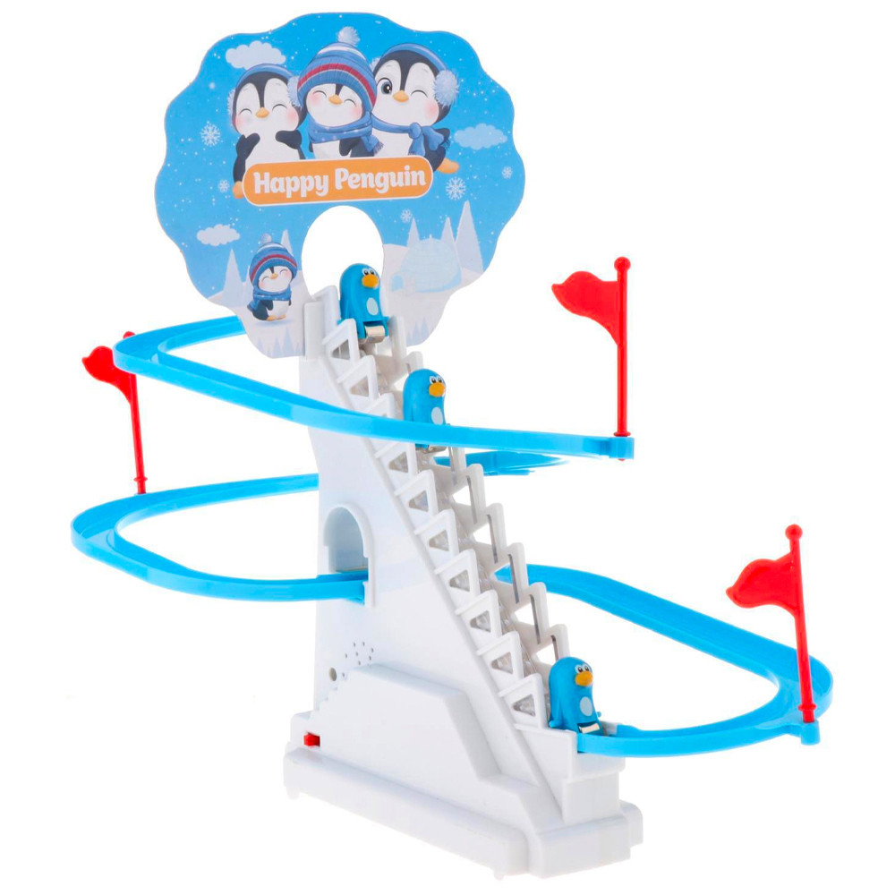 Музична іграшка-трек Пінгвіни на гірці Happy Penguin + 3 фігурки / Інтерактивна гра гірка з пінгвінами, фото 1