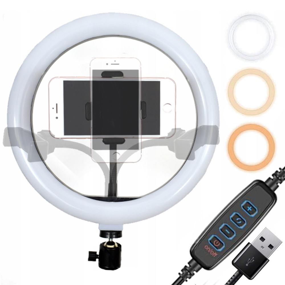 Кільцева лампа з тримачем 26см, CXB-260, від USB / Світлодіодна лампа для селфі / LED лампа для блогерів, фото 1