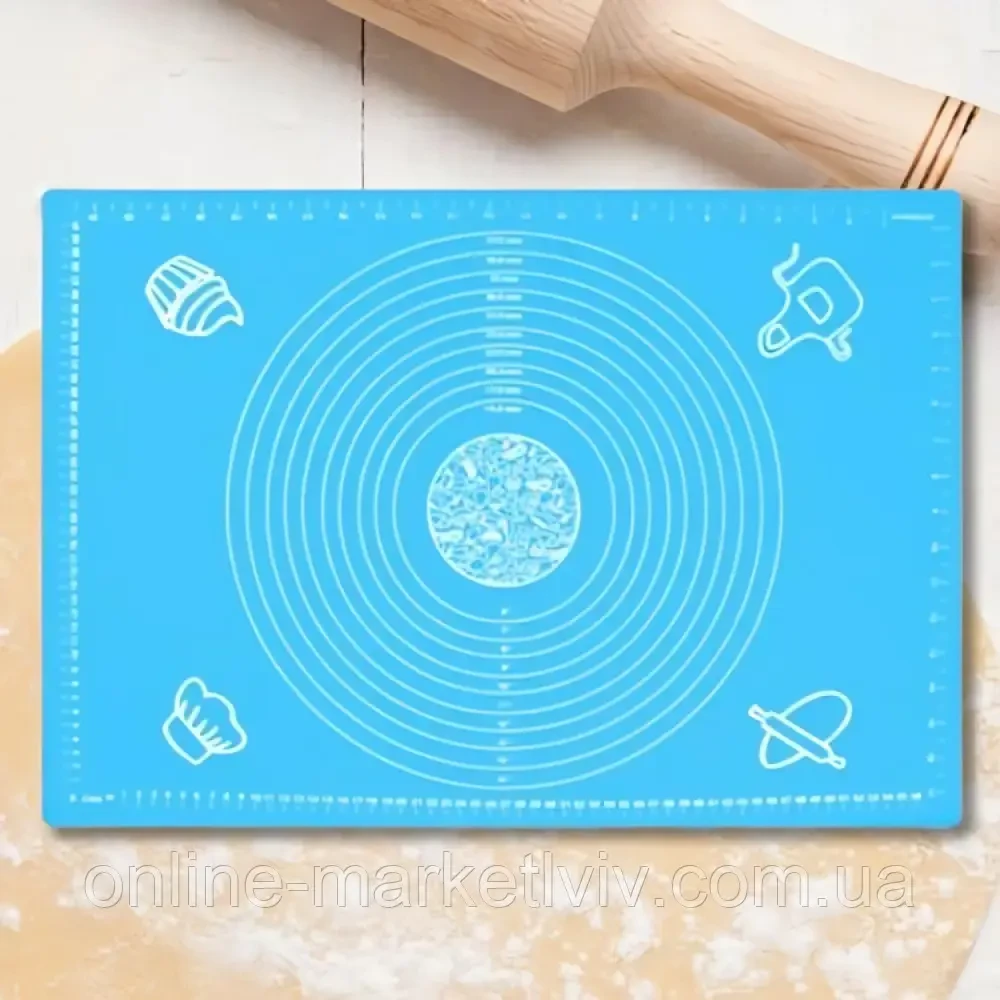 Силіконовий килимок для розкатки і формування тіста з розміткою, 43*35см, MG-539 NGB4 / Килимок для тіста, фото 1